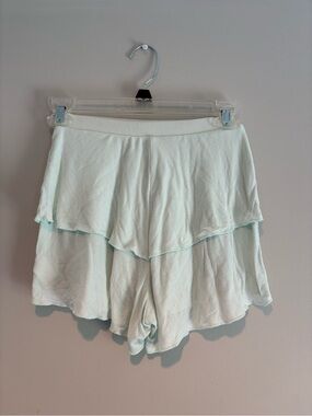 La Vie Jet Setter Light Mint Layered Ruffle Shorts